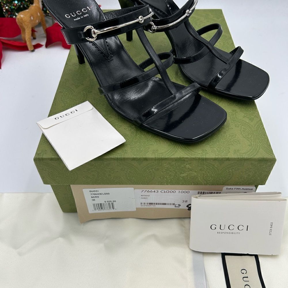 Women’s Gucci, leather Horsebit sandals size 38 made in Italy - Picture 3 of 9